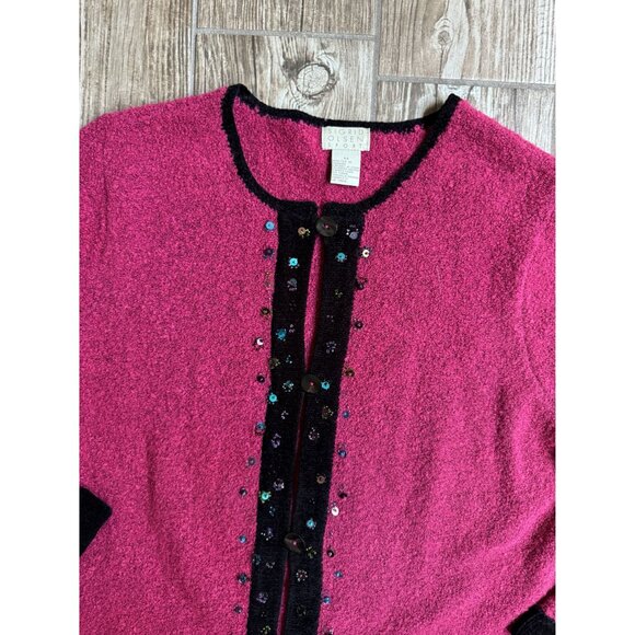 2/$18 SALE! Sigrid Olsen Cardigan Sweater Womens Size‎ M Pink Boucle Beaded - Picture 7 of 9